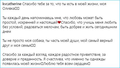 Екатерина Квашникова нашла настоящую любовь в своей собаке Оливке