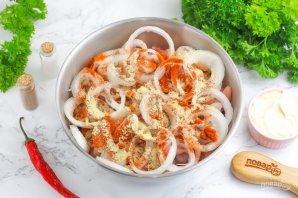 Шашлык из курицы в майонезе