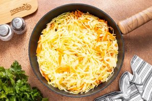 Капуста тушеная с луком Капуста тушеная с луком