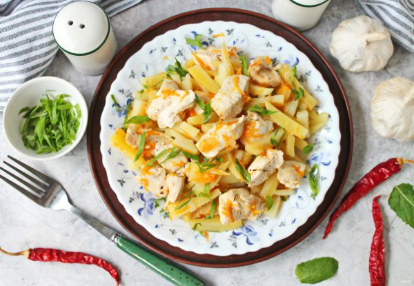 Курица с картошкой в микроволновке Курица с картошкой в микроволновке