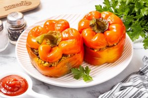 Перцы фаршированные булгуром и грибами