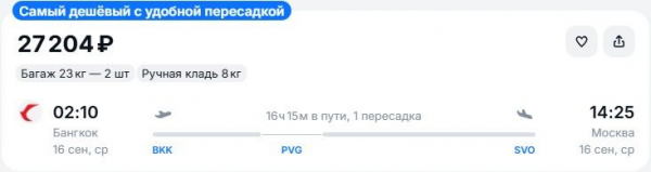 Улететь в Таиланд &laquo;Аэрофлотом&raquo; предлагается за 17 тысяч рублей