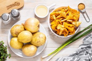 Картофель, запеченный с лисичками