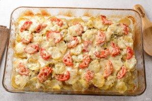 Мясо по-французски с картошкой и грибами